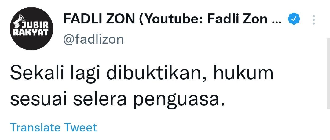 Cuitan Anggota DPR RI, Fadli Zon.