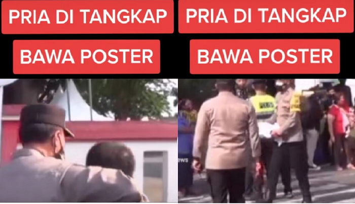 Seorang Pria Pembawa Poster Ditangkap Polisi Saat Kunjungan Kerja Presiden Jokowi di Kota Blitar
