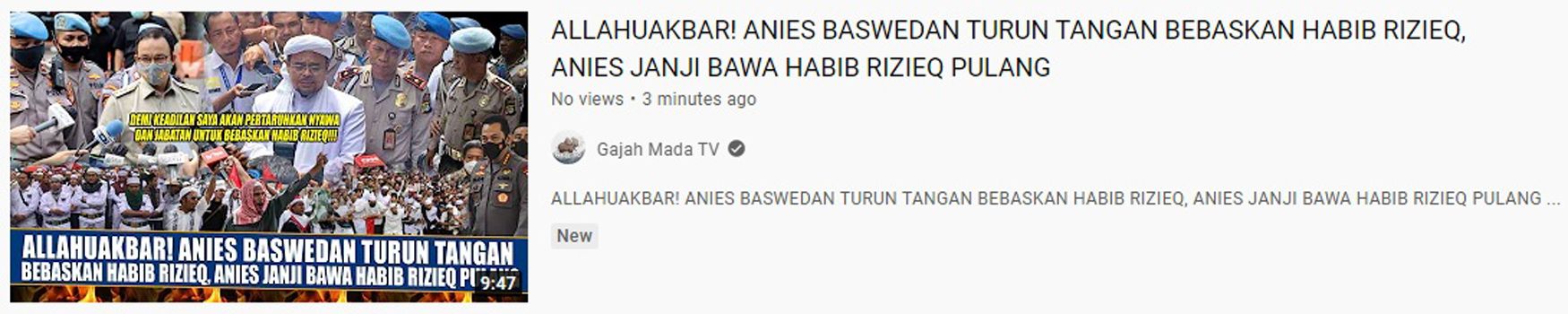 Klaim Unggahan Video Hoax yang menyebut bahwa Anies Baswedan siap berkorban untuk bebaskan Habib Rizieq.