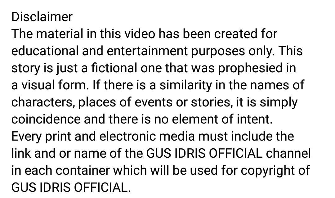 Keterangan dalam video gancet yang diunggah di kanal Gus Idris