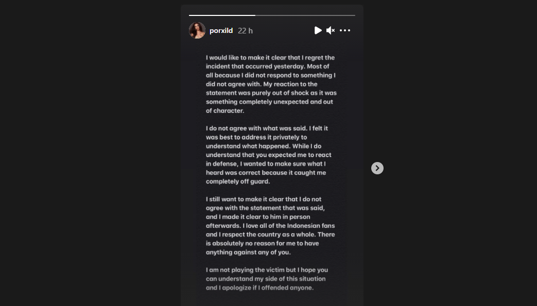 Miss Supranational 2019 Anntonia Porsilad meminta maaf kepada Indonesia atas ucapan yang membuat kericuhan dengan dugaan telah menghina Indonesia./