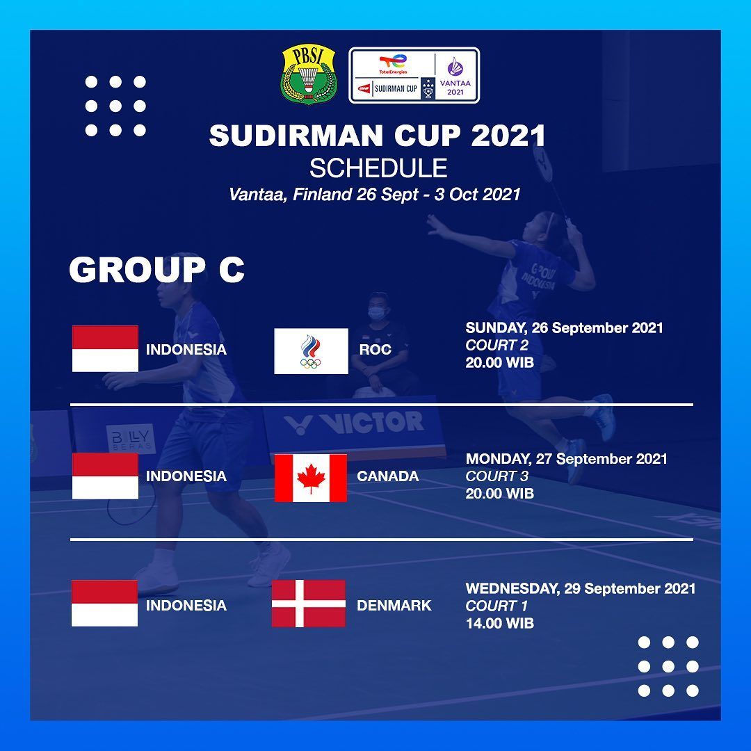 Jadwal Sudirman Cup 2021 di Fase Grup.