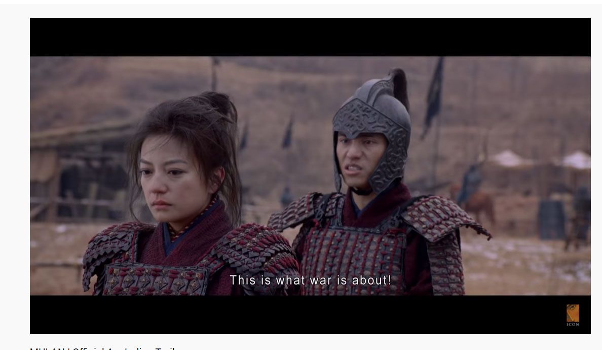 Potongan Layar YouTube Aksi Zhao Wei dalam Mulan 2009