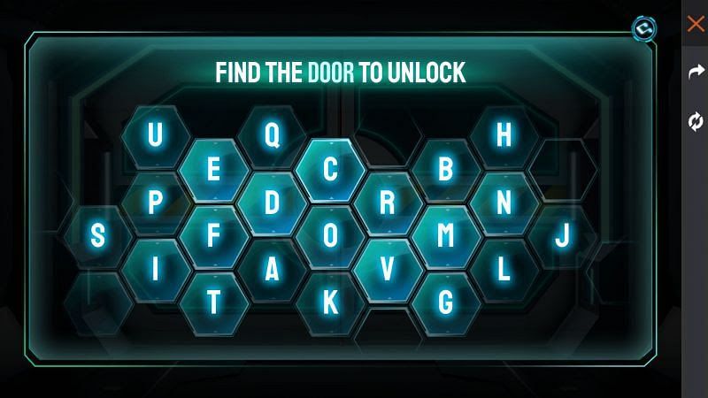 Huruf DOOR harus dimasukkan oleh pemain`(Gambar via Free Fire)