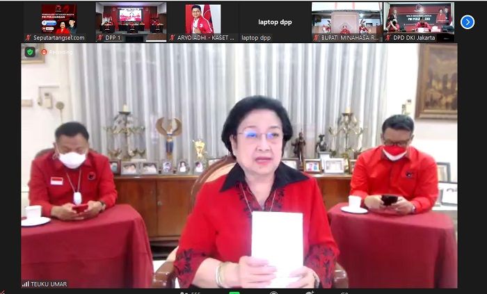 Ketua Umum PDI Perjuangan (PDIP) Megawati Soekarnoputri tampil secara virtual, menjawab isu tentang kesehatannya.