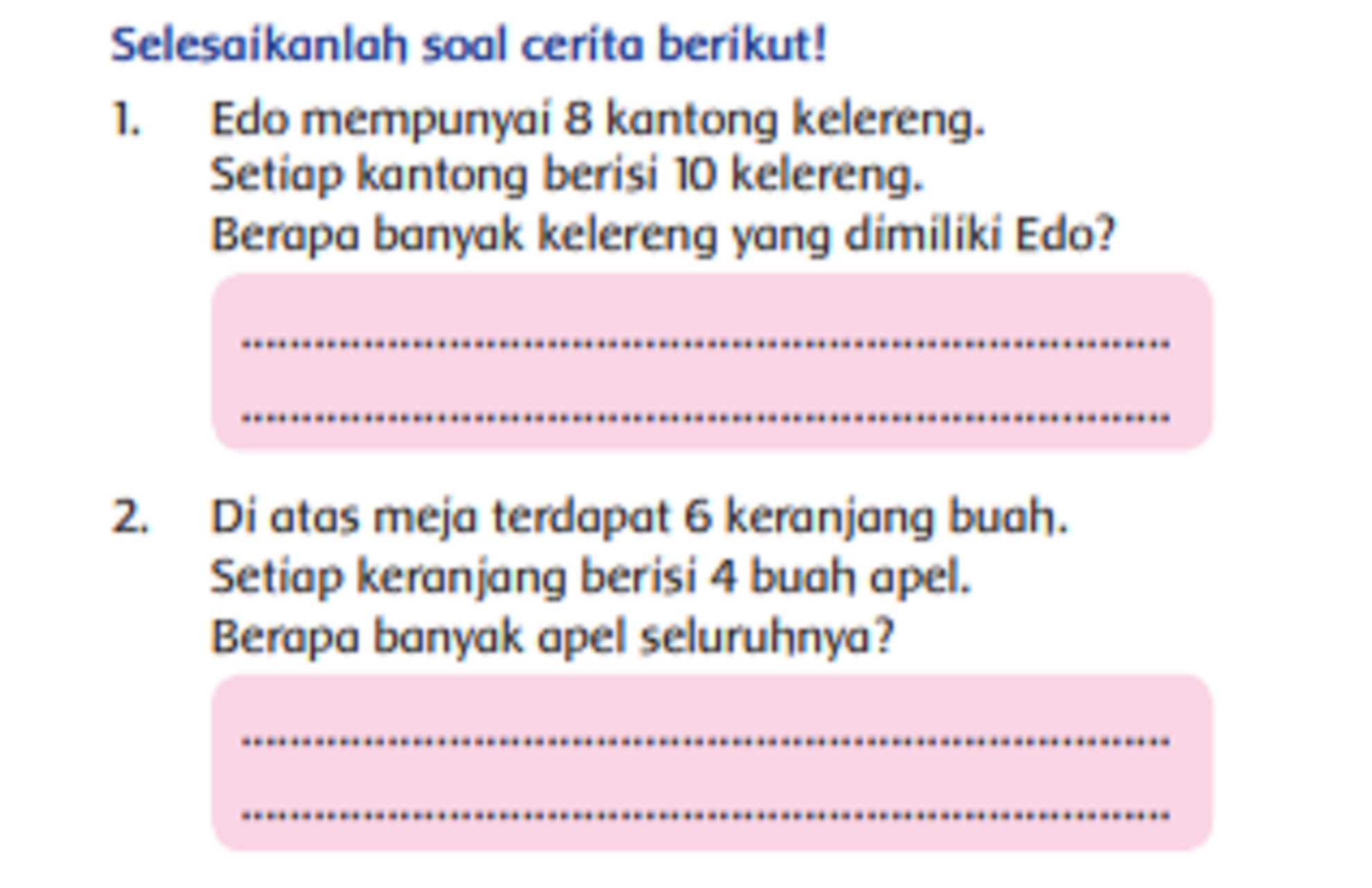 Kunci Jawaban Tema 2 Kelas 2 Sd Halaman 106 107 108 Soal Cerita Perkalian Ringtimes Bali