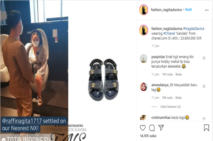 Harga sandal Nagita Slavina kembali menjadi sorotan netizen.