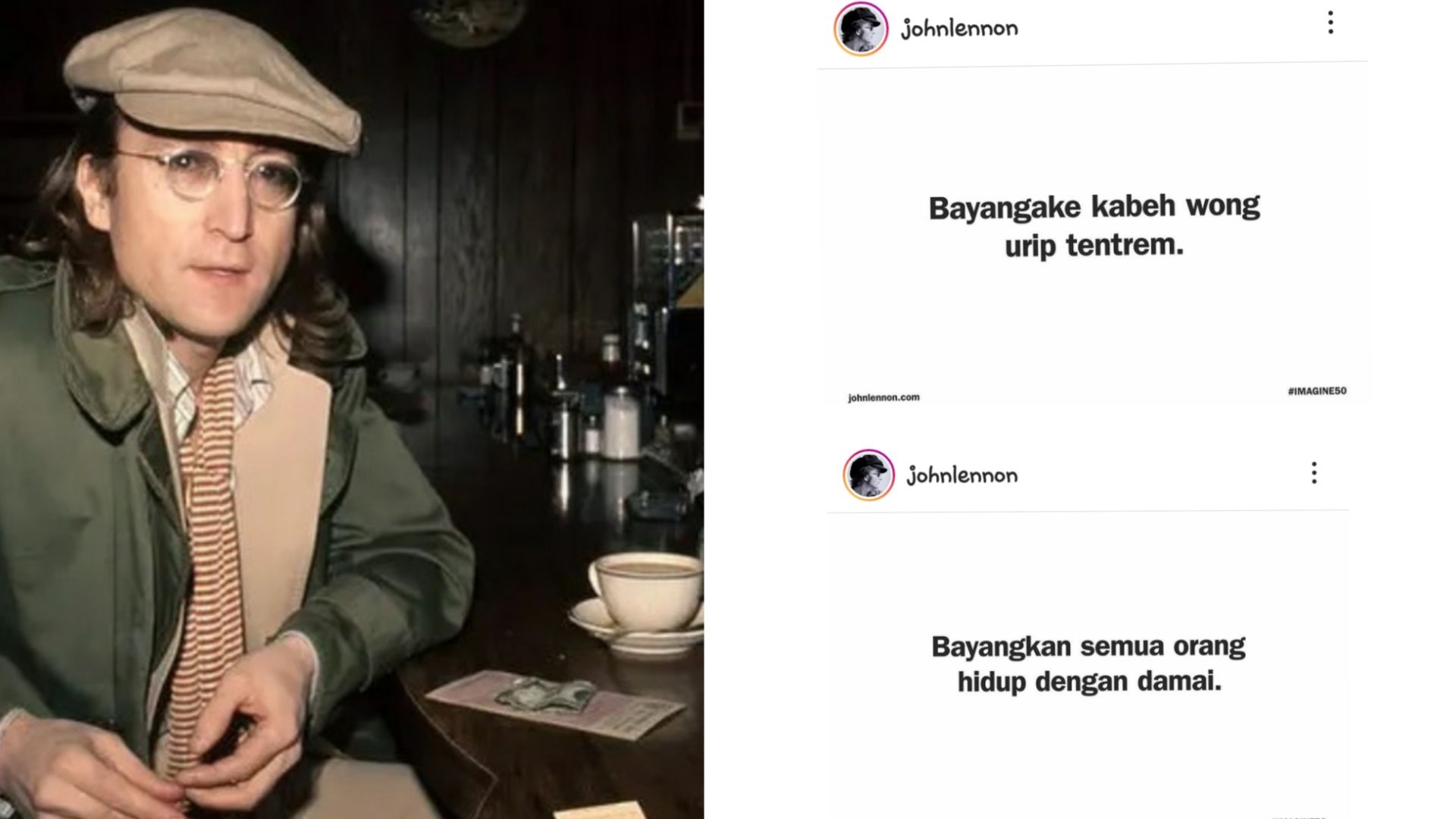 John Lennon dan Ubahan lirik lagu Imagine Bahasa Sunda dan Jawa
