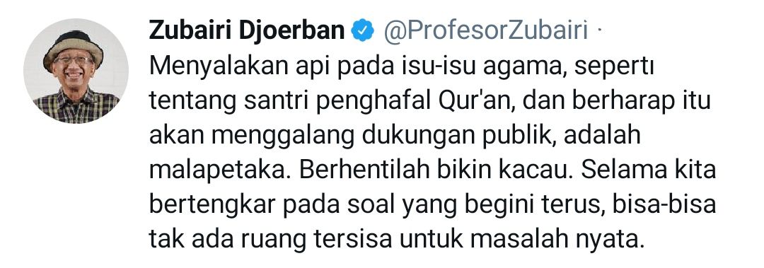 Cuitan Profesor Zubairi Djoerban di Twitter. 