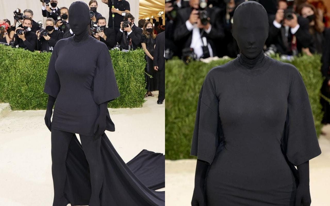 Penampilan serba hitam Kim Kardashian di Met Gala 2021. 