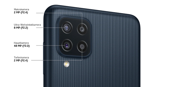 Konfigurasi kamera belakang dari smartphone Samsung Galaxy M22.