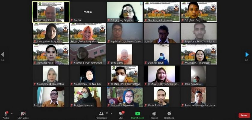 Tangkapan layar Zoom Meeting Monev KKN mahasiswa non FKIP UVBN Sukoharjo Periode I TA 2021/2022