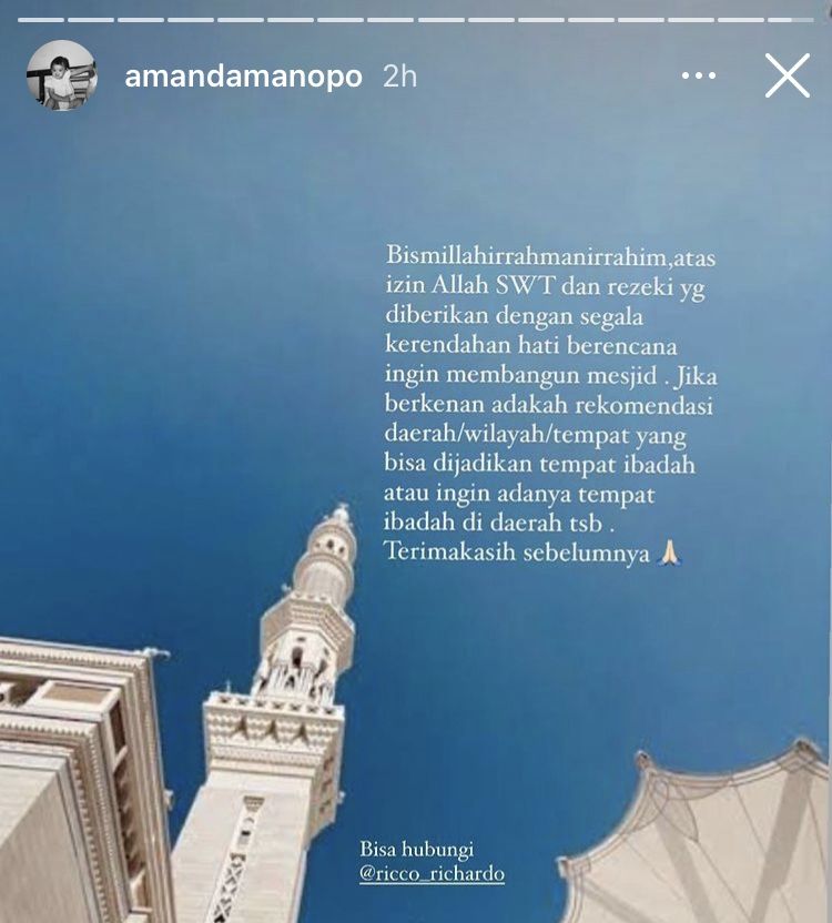 Amanda Manopo berencana ingin bangun masjid