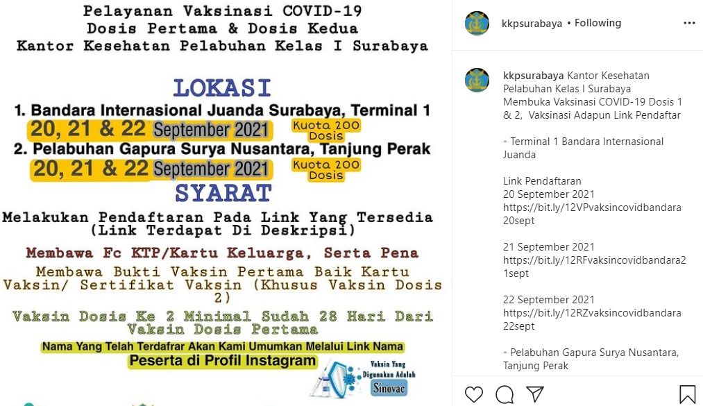 Informasi vaksinasi di Bandara Juanda dan Pelabuhan Tanjung Perak Surabaya