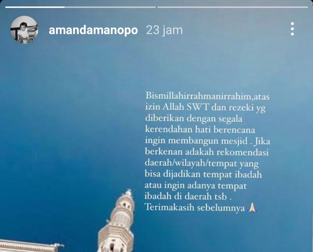 Amanda Manopo berencana membangun masjid
