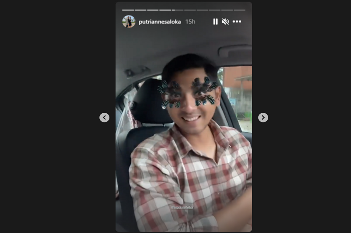 Tangkapan layar unggahan Instagram Story Putri Anne saat bersama Arya Saloka dan Ibrahim.