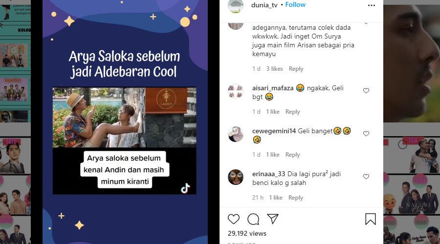 Beredar Video Arya Saloka Jadi 'Banci' Sebelum Jadi Aldebaran, Netizen: Ngakak Geli Banget