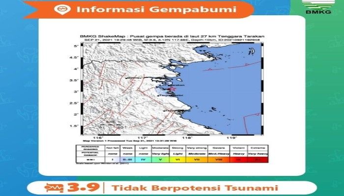 Waspada Gempa Bumi Terkini Tektonik M 3 9 Mengguncang Tarakan Bmkg Tidak Berpotensi Tsunami Zona Banten