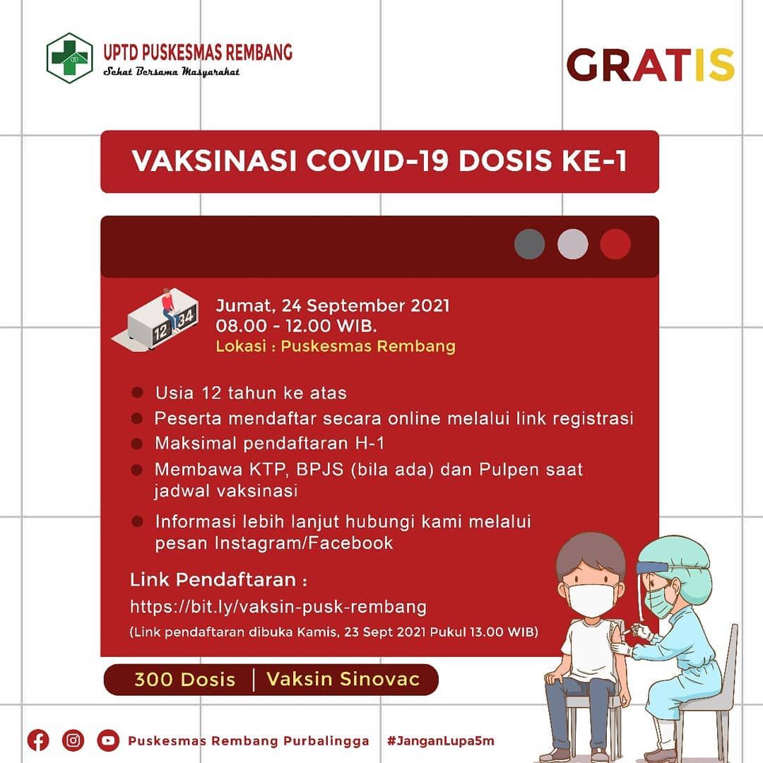 Syarat vaksinasi Covid-19 di Puskesmas Rembang, Rembang, Jawa Tengah, Jumat 24 September 2021
