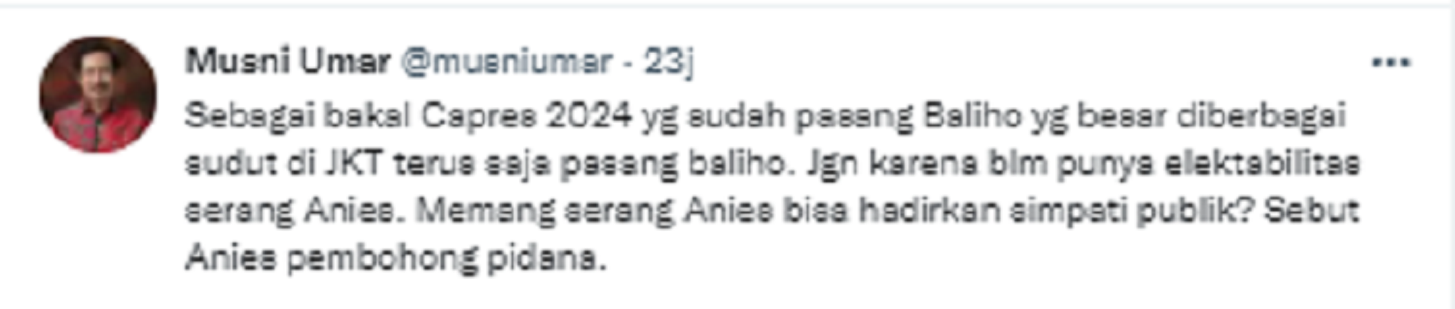 Musni Umar menanggapi pernyataan Plt Ketum DPP PSI, Giring yang menyebut Gubernur DKI Jakarta, Anies Baswedang sebagai pembohong.*