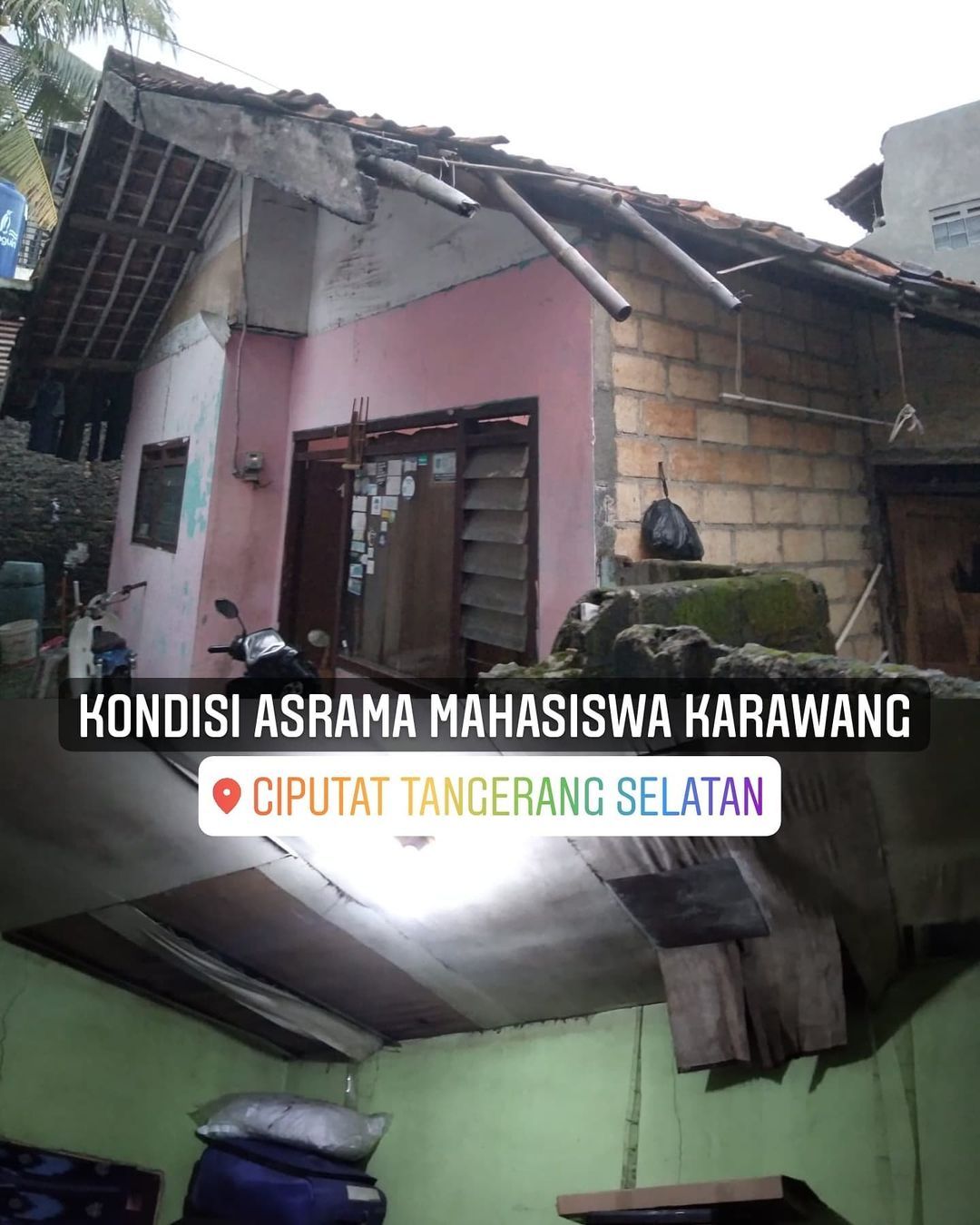 Kondisi asrama mahasiswa asal Karawang yang merupakan aset Pemkab Karawang