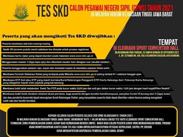 Ini Jadwal Dan Syarat Skd Cpns Kejaksaan Tinggi Jabar 2021 Priangantimur News