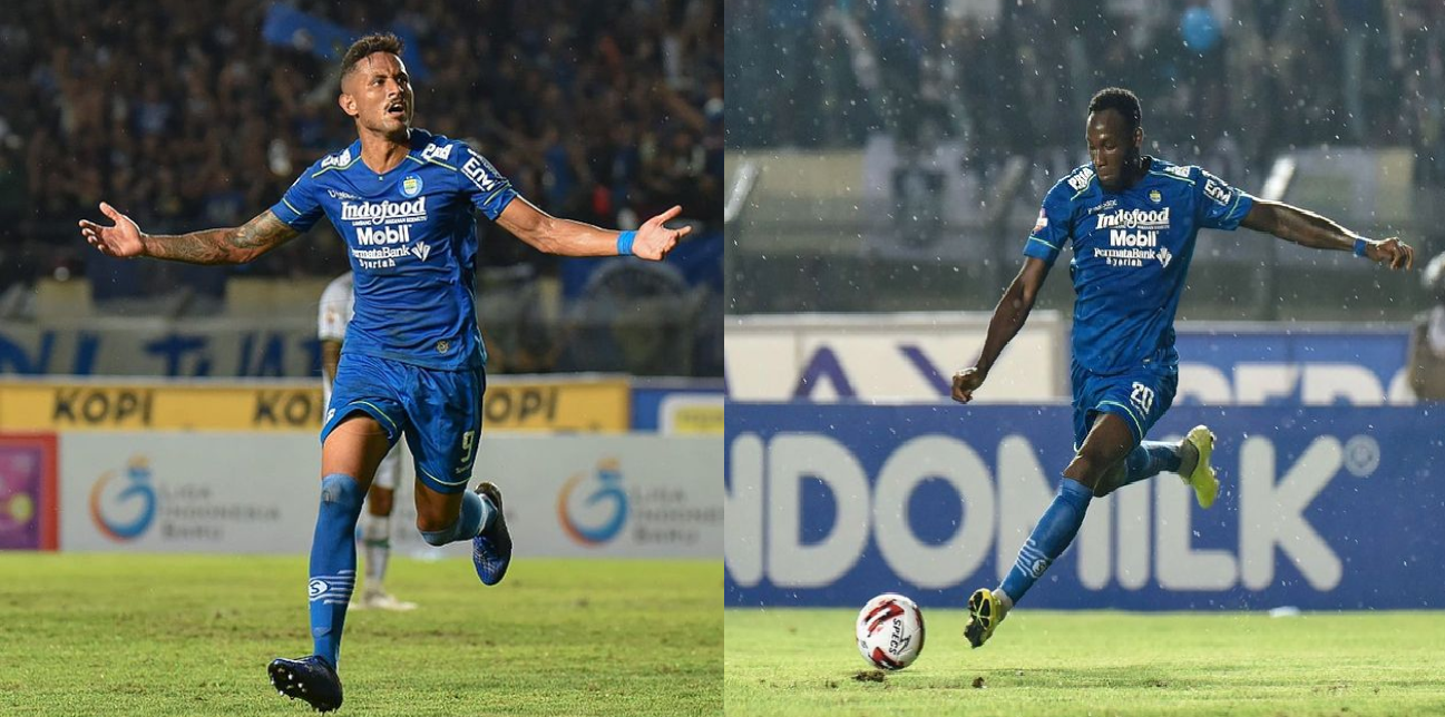 Dua striker Persib Bandung Ezra Walian dan Geoffrey Castillion./