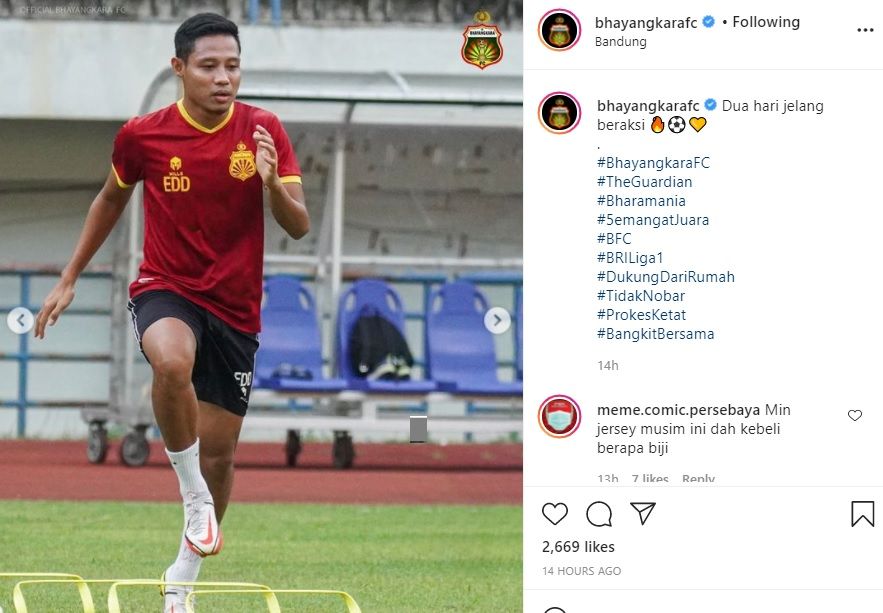 Tangkapan layar Evan Dimas latihan bersama Bhayangkara FC sebelum menghadapi Persebaya di BRI Liga 1