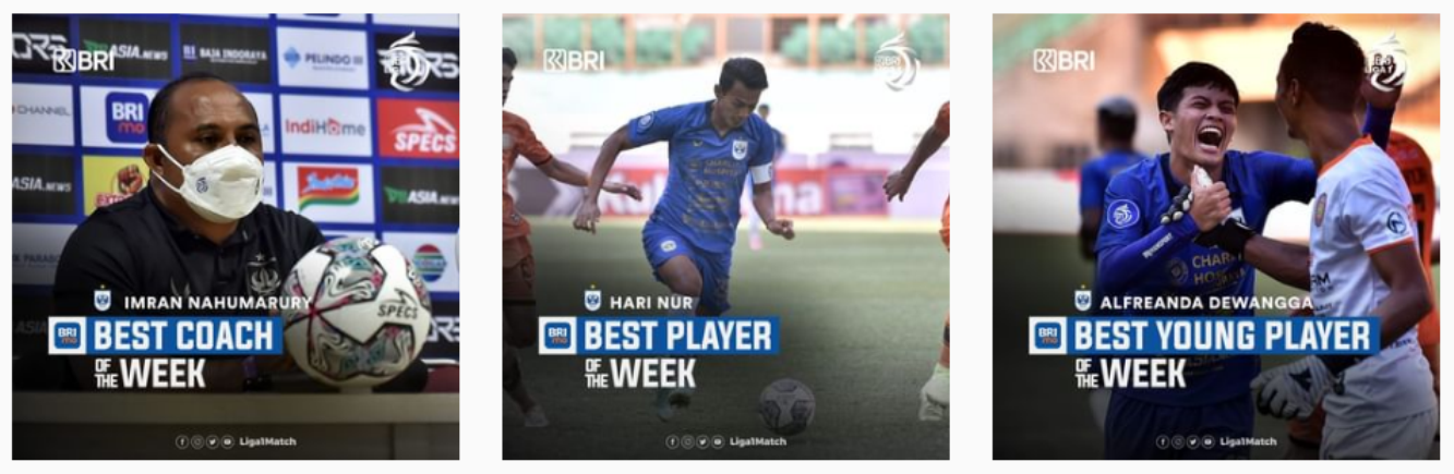 Akun Instagram @liga1match mengunggah Imran Nahumarury dinobatkan sebagai pelatih terbaik pekan ketiga, Hari Nur Yulianto sebagai pemain terbaik pekan ketiga, dan Alfeandra Dewangga Santosa menjadi pemain muda terbaik pekan ketiga.