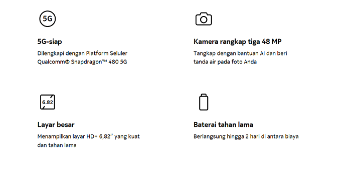 Fitur-fitur yang terdapat pada smartphone Nokia G50.