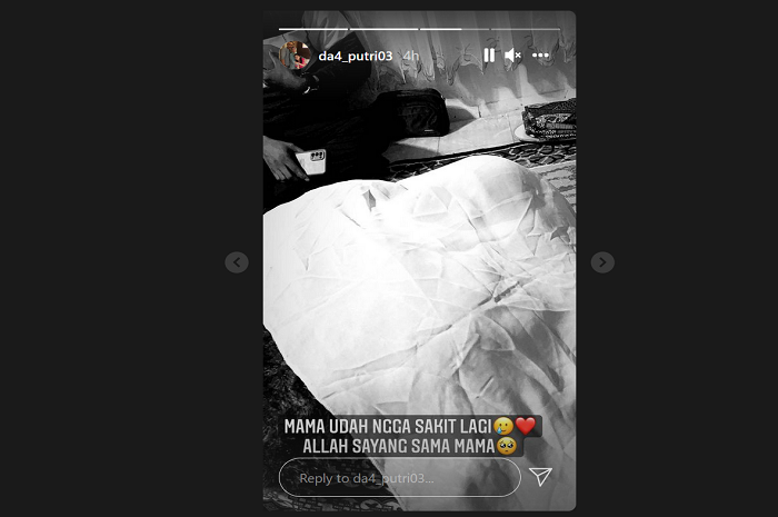 Tangkapan layar unggahan Instagram Story Putri DA.