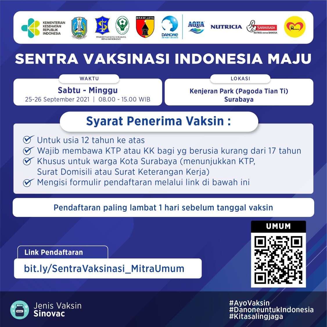 Info vaksin gratis di Kenjeran Park Surabaya pada Sabtu-Minggu 25-26 September 2021