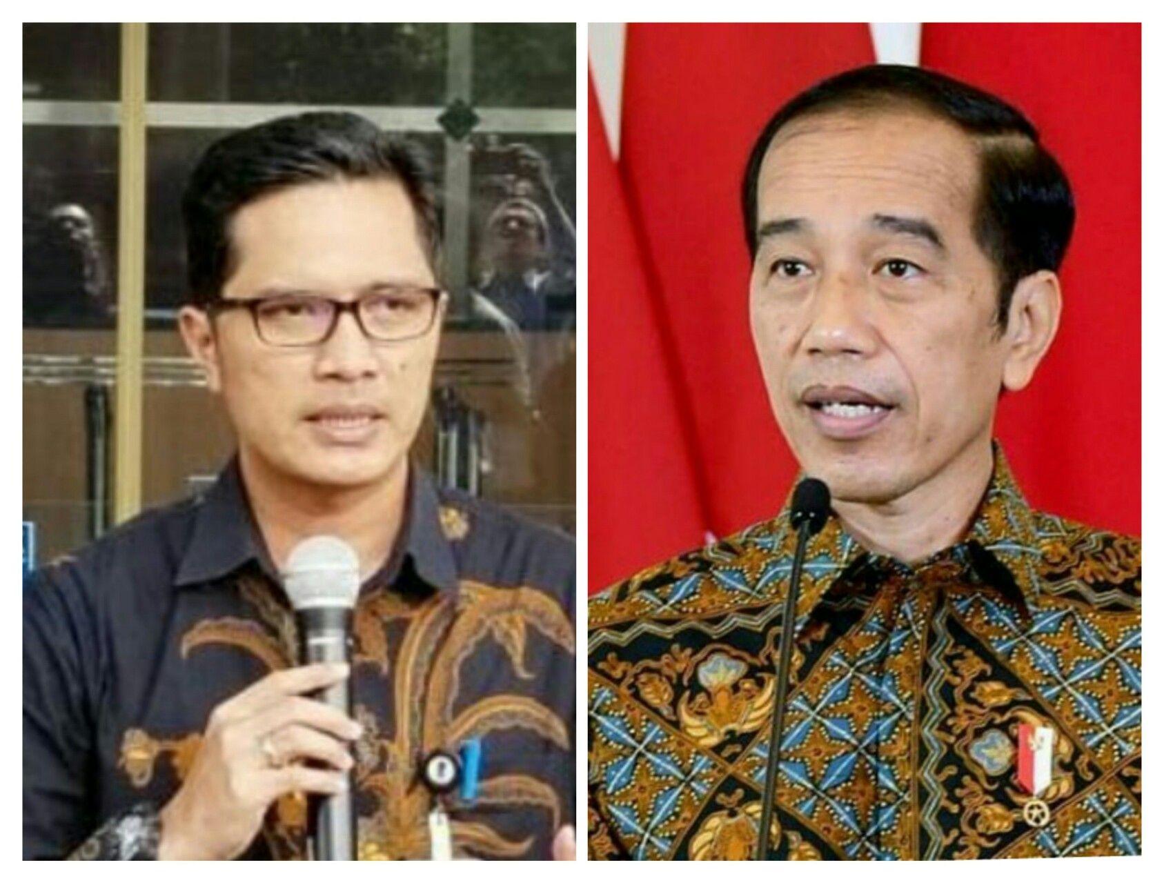 Kolase foto Febri Diansyah, jubir KPK Darurat dan Jokowi