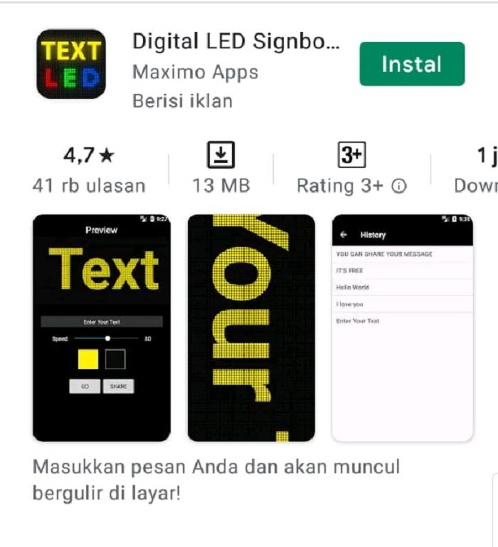 Instal aplikasi Digital LED Signboard di Google Play Store