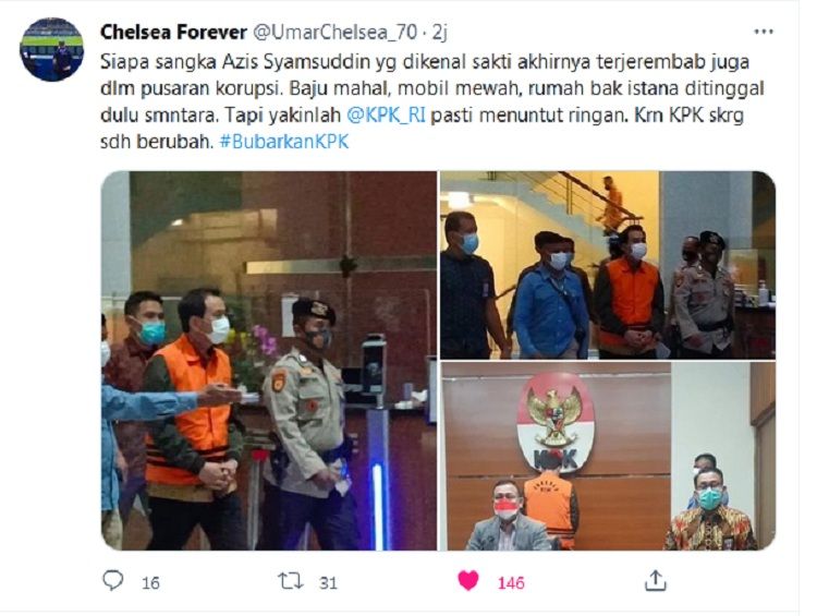 Cuitan Tokoh NU, Gus Umar Hasibuan soal penetapan Wakil Ketua DPR RI, Azis Syamsuddin sebagai tersangka kasus suap oleh KPK.