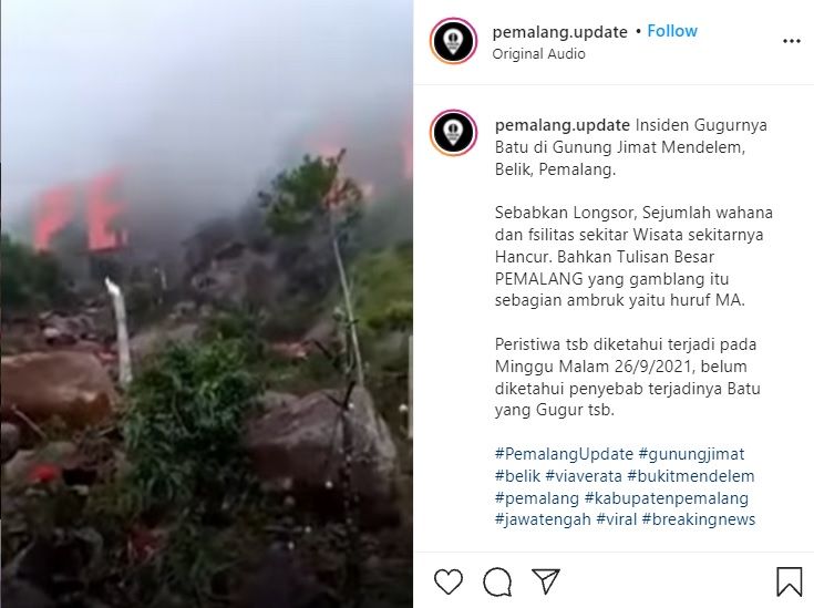 Beredar Video Longsor Gunung Jimat Hancurkan Fasilitas Wisata