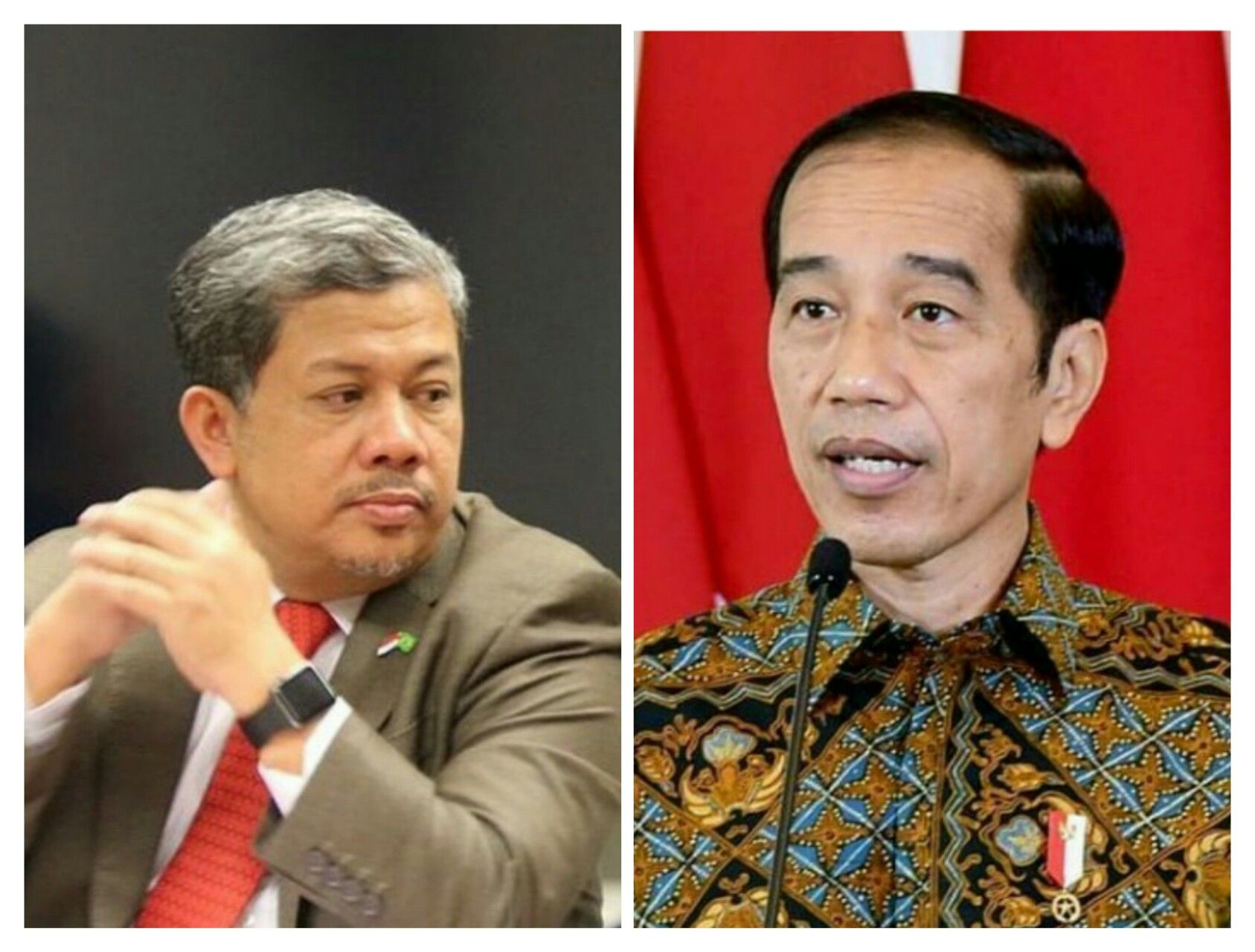 Kolase foto Fahri Hamzah dan Jokowi