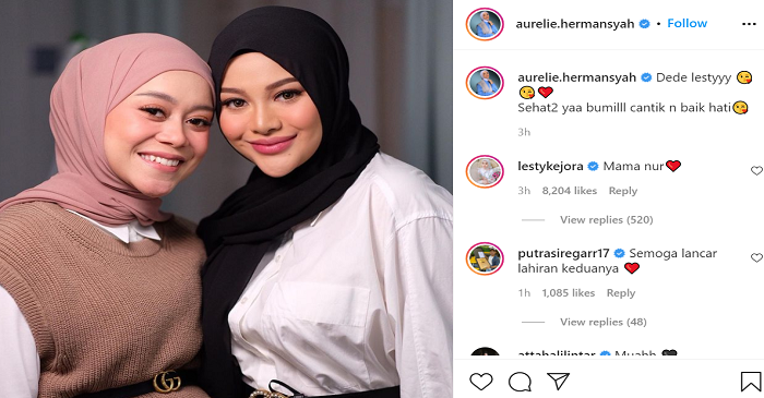 Tangkapan layar unggahan Instagram Aurel Hermansyah bersama Lesti Kejora.