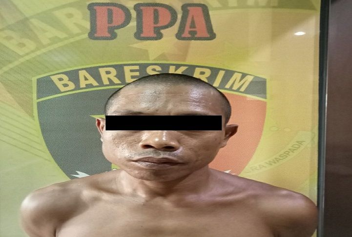 Tersangka pelaku pemerkosaan anak di Pandeglang yang ditangkap Polres Pandeglang.