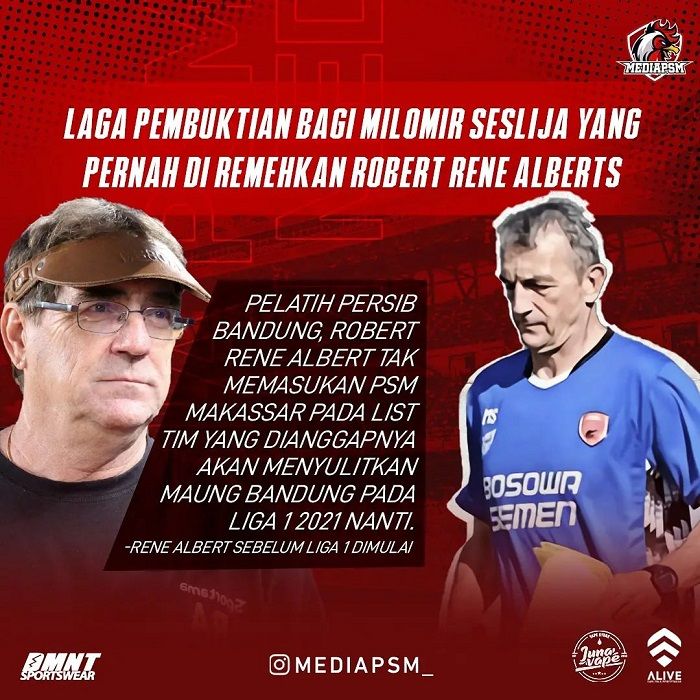 Inilah kutipan omongan Rene Albert yang meremehkan PSM Makassar