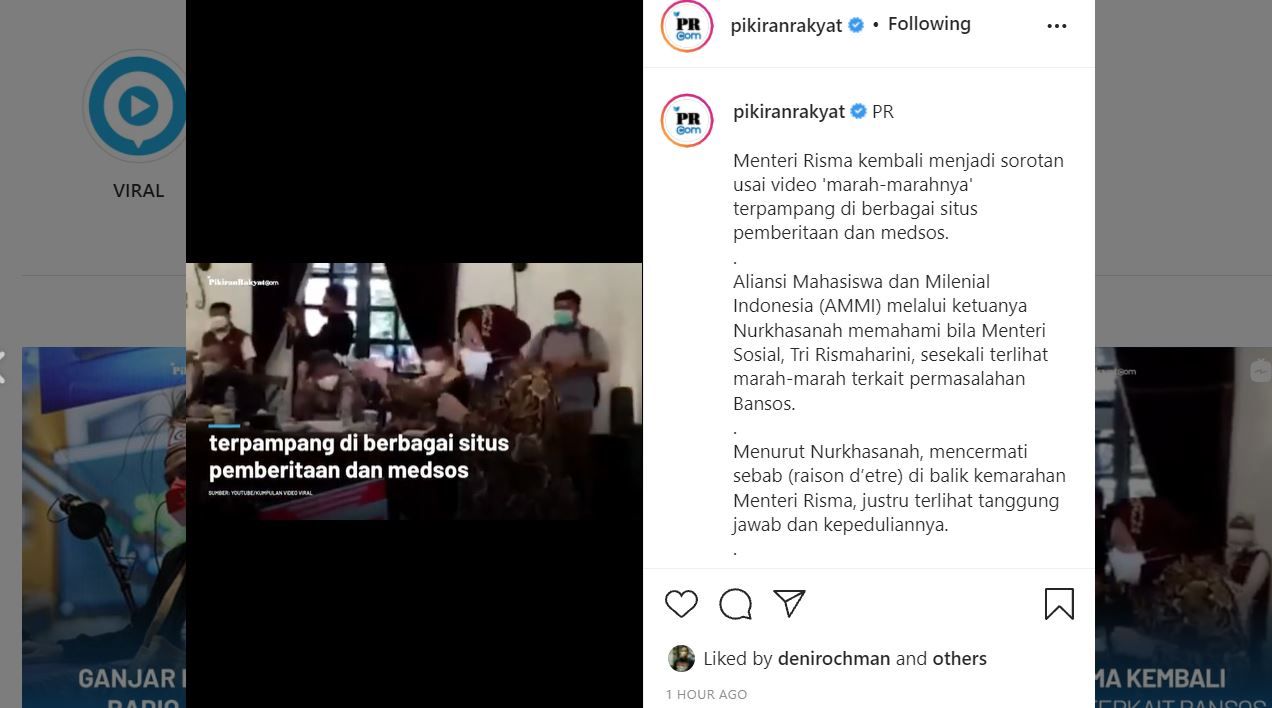 Tangkap layar kemarahan Mensos Risma di Gorontalo. instagram.com/pikiranrakyat