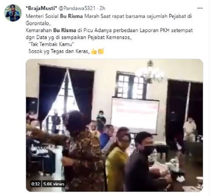 Gubernur Gorontalo Rusli Habibie menanggapi viralnya video  Menteri Sosial (Mensos) Tri Rismaharini alias Risma yang tengah marah-marah.*