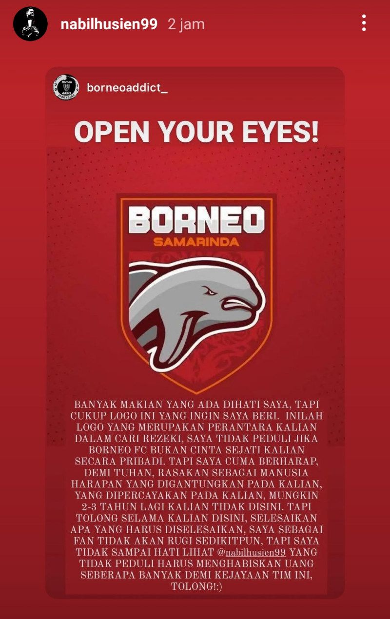 Nabil Husein Ngamuk Borneo FC Ditahan Imbang Persita Tangerang 2-2: Dimana Rasa Malu Kalian?