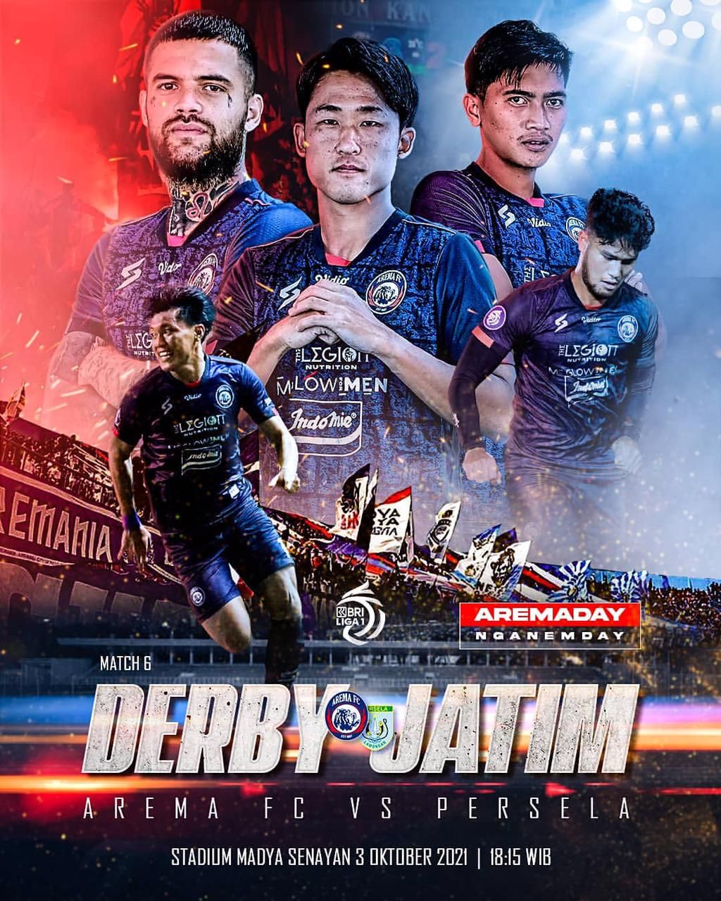 BRI Liga 1 2021/2022 pekan keenam menyajikan Derby Jatim antara Arema FC vs Persela Lamongan pada Minggu, 3 Oktober 2021