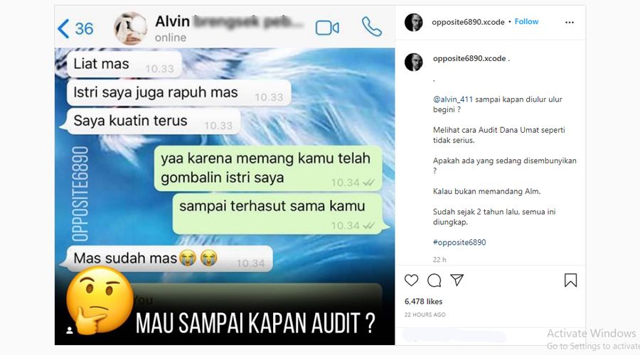 Chat Alvin Faiz Diduga Mohon 'Memelas' kepada Suami Selingkuhannya, Perkara Ditagih Audit Dana Umat