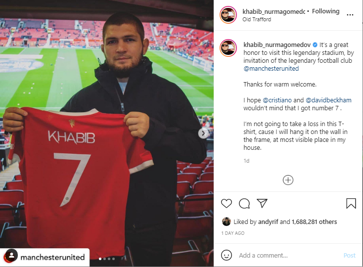 Tangkapan layar unggahan Instagram Khabib Nurmagomedov