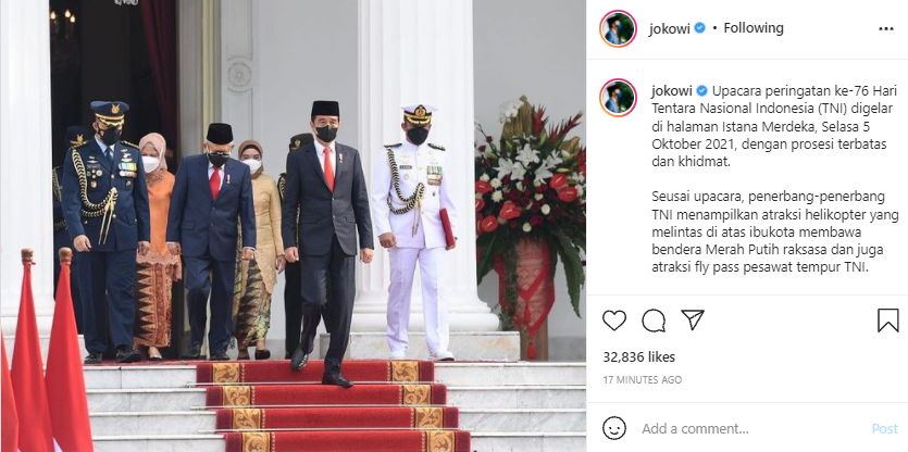 Apresiasi Presiden Jokowi pada TNI.