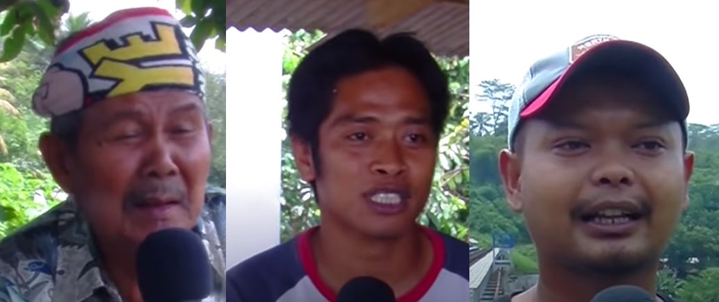Amir, Jajang, dan Andi warga sekitar Jembatan Cirahong, Manonjaya, Tasikmalaya, dalam tayangan YouTube berjudul Misteri Tumbal Manusia di Jembatan Cirahong yang Tersohor Horor 