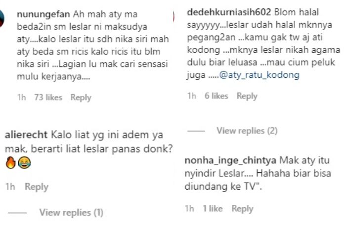 Komentar netizen di unggahan Aty Kodong.