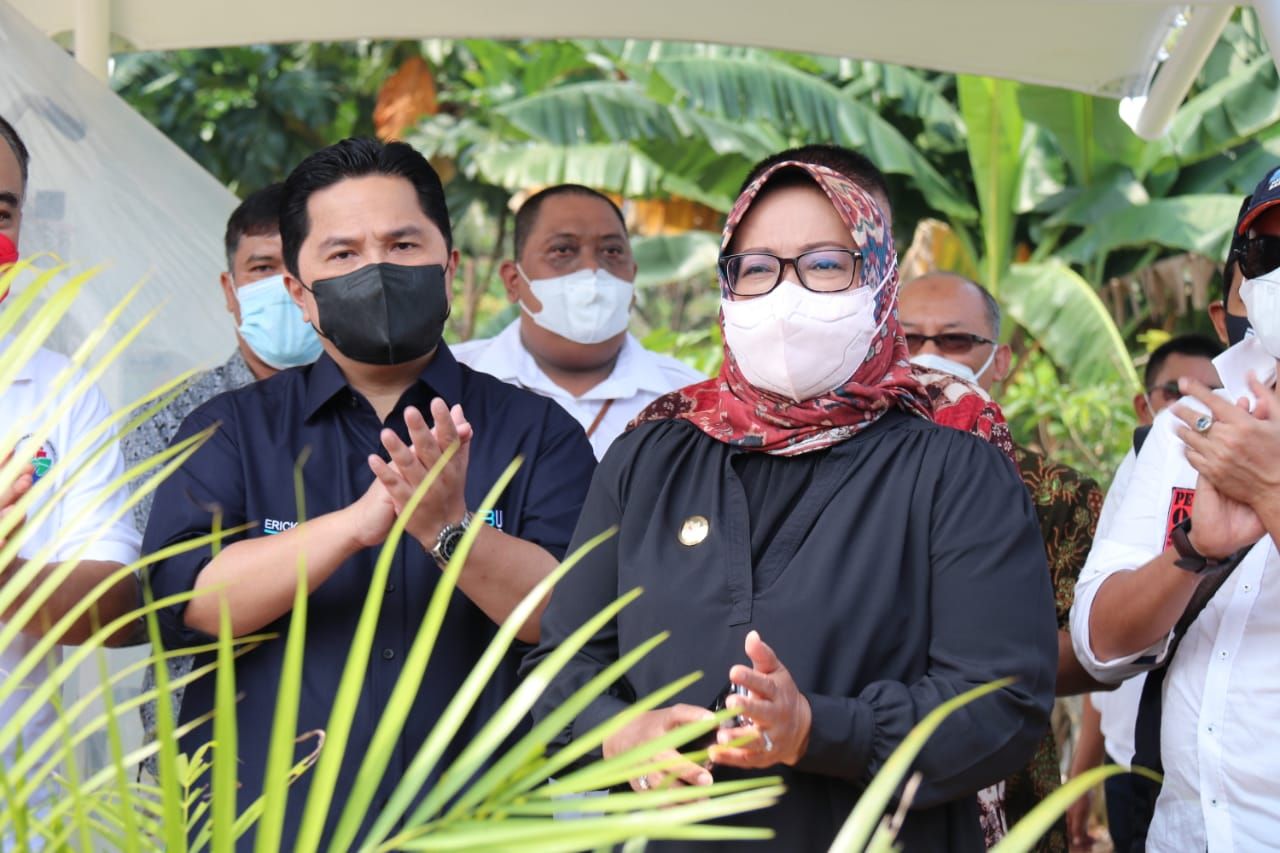 Menteri Erich Thohir bersama Bupati Bogor Ade Yasin meresmikan Situ Lebak Wangi sebagai destinasi wisata, Kamis 7 Oktober 2021